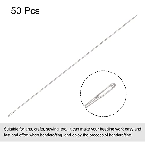 uxcell 50Pcs Beading Needles Fine Thin Long Straight Sewing Embroidery Threads Stainless Steel 4.72 Inch - size: 120mmx0.4mm