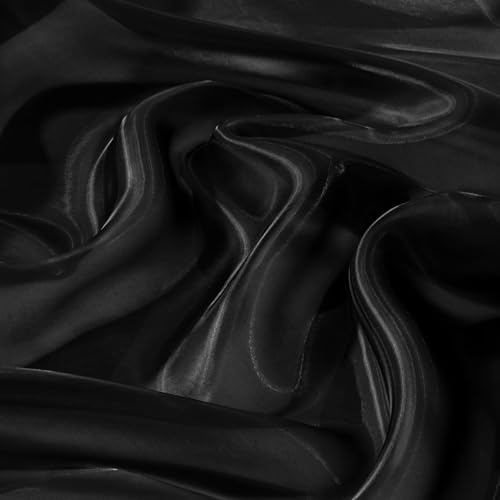 Black Organza Fabric by The Yard, 44" Wide Sheer Fabric 1 Yard - color: Black, size: 1 yard pre cut