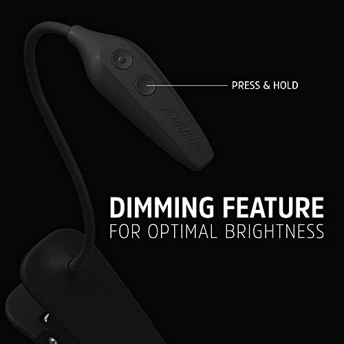 Energizer Rechargeable LED Book Light, Clip On Reading Light with Adjustable Light Modes, USB Charging Cable Included, Pack of 1, Black