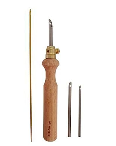 Nurge Premium Quality Punch Needle Kit, 3mm-4mm-5mm Metal Tubes and Wooden Handle Punch Needle Kits for Adult Beginner, Embroidery Weaving Tools for Thread - color: Big Punch Needle