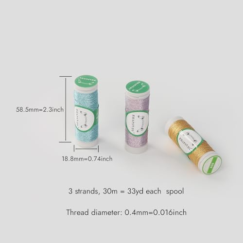 Rhapsody 18 Colors 3 Strands Pearl Metallic Thread Kit for All Needlework, Shuttle Tatting, Crochet, Sewing, Hand Embroidery, Cross Stitch, Quilting, and Other DIY Projects