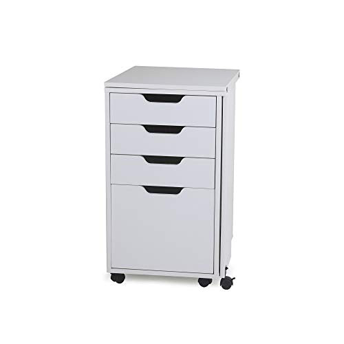 Kangaroo Kiwi Sewing Storage Rolling Caddy and Ironing Station – Mobile Craft Storage Cabinet with Ironing Surface & Shelves - color: Ash White