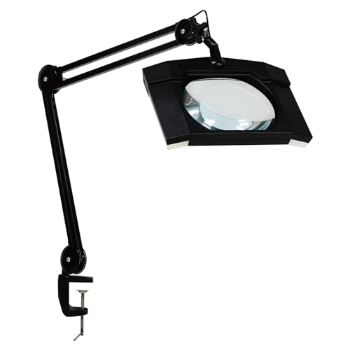LED Magnifying Lamp with Clamp, 14W 1200LM, 2.25X, Black - color: Black