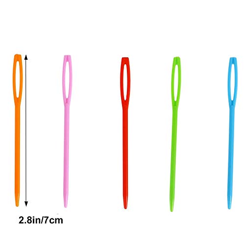 100 Pieces Colorful Plastic Sewing Needles, 7CM Length, Large Eye 2mm x 15 mm, Blunt Needles, Learning Needles, Plastic Yarn Needles, Safety Lacing Needles,Darning Needles - size: 7cm