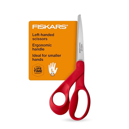 Fiskars 7" Petite Left-Handed All-Purpose Scissors for Fabric & Crafts, Red - style: Petite Left-Handed