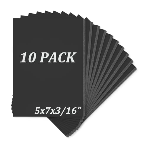 Mat Board Center Pack of 10 Acid-Free Foam Boards White 5x7 in 3/16" Thick - color: Black, size: 5x7