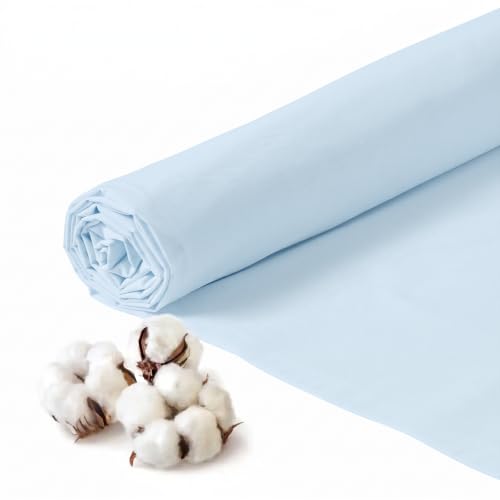Q&J Fabric Co. 100% Cotton Fabric by The Yard 60'' Wide x 1 Yard,Broadcloth Muslin Fabric Nearly Medium Weight for DIY Sewing Apparel Cloth,Quilting,Soft Embroidery Cloth,Garments (Light Blue) - color: Light Blue, size: 1 Yard