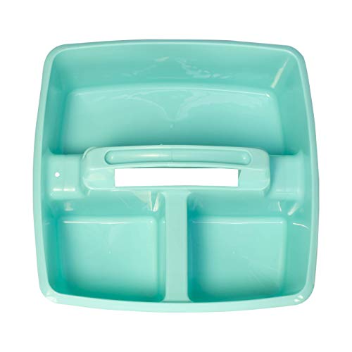 Storex 3-Compartment Small Caddy – Multipurpose Classroom Organizer with Handle, Aquamarine, 6-Pack (00952A06C)