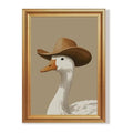 Wojuin Funny White Goose in Cowboy Hat Framed Canvas Wall Art 16x24 inches - color: Goose, size: 24"L x 16"W