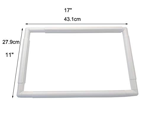 17 X 11" Plastic Cross Stitch Frame Square Embroidery Hoop White DIY Sewing Tools Sewing Hoop Handhold Craft Clip Embroidery Snap Frame Hoop for Cross Stitching Quilting (17 X 11") - size: 17 X 11"