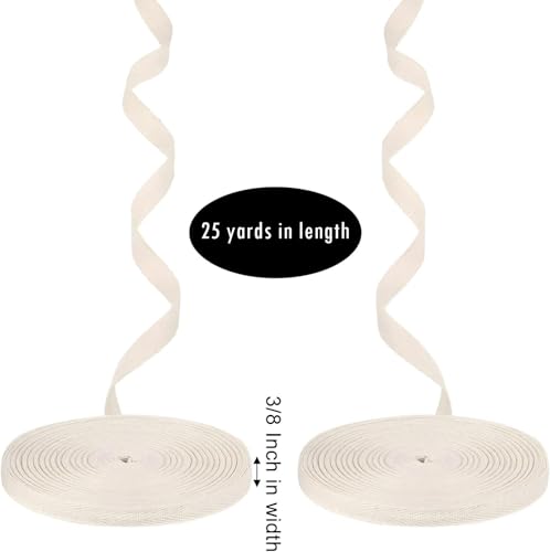 Willbond 100% Cotton Twill Tape 1/2 Inch X 25 Yards Herringbone,None - color: Beige, size: 3/8 Inch, 27 Yards
