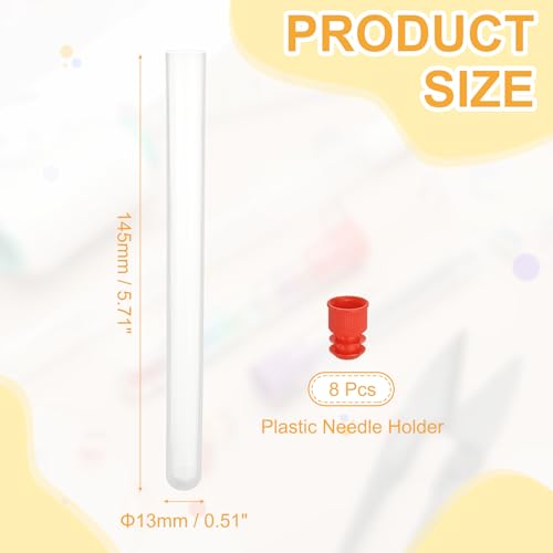 PATIKIL 5.7" Length Plastic Sewing Needle Storage Holder, 8 Pcs Portable Embroidery Needle Matte Pin Toothpick Storage Tubes Case for Craft Knitting, Red - color: Red