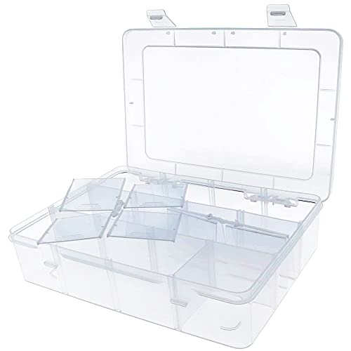 Xiaoyztan Bead Organizer Box Adjustable Dividers 8 Grids Clear 8.8x6.6 Inch - size: 8.8x6.6x2.3 in