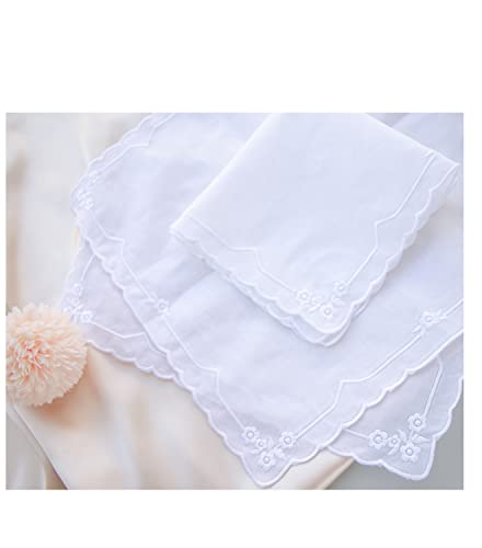 MileyMarla Ladies Embroidery Cotton White Handkerchiefs Lace Wedding Hankies - color: Zw-3pcs