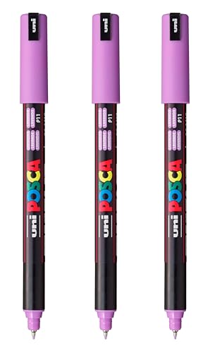 posca PC-1MR Water-Based Paint Markers, Extra Fine Tip (0.7mm), Lavender, 3 Count - color: LAVENDER