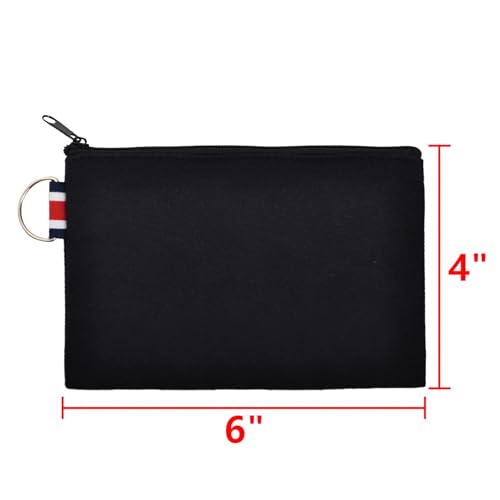 Aspire 6-Pack Canvas Makeup Bags with Zipper and Metal Ring, 6 x 4 Inch - color: Black Bag