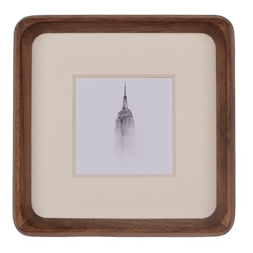 4x4 Picture Frame with 2x2 Mat - Rustic Walnut Wood Square Frame, Wall & Tabletop Display for Baby & Pet Photos (4x4,Walnut) - color: Walnut, size: 4X4