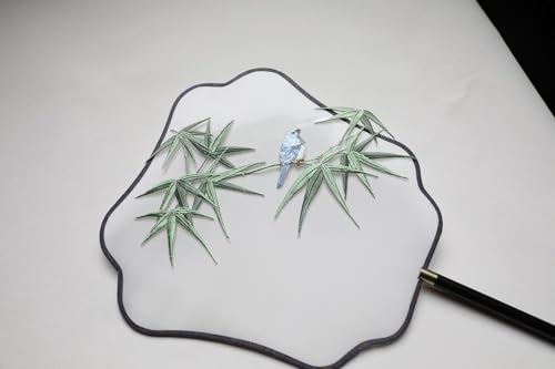 Iron/Sew on Applique Repair Patches, Blue Bird on Bamboo Patch - color: Blue Bird on Bamboo