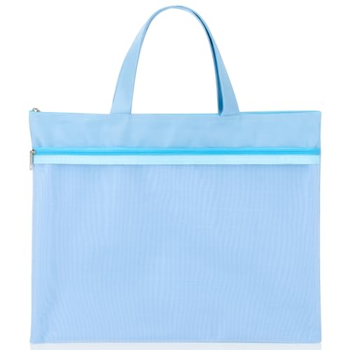 MAQIHAN Mesh Zipper Pouch with Handle - Reusable Double Pocket File Bag