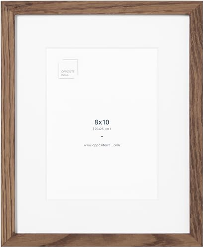 Opposite Wal - 8x10 in - Dark Solid Oak Wood Picture Frames with Mat - Wall Hanging & Tabletop Photo Frame - Pictures Display 5x7 with Mat, 8x10 without - Office, Gallery & Home Decor - color: Dark Oak, size: 8x10 in