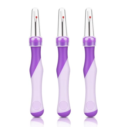 3 PCS Needle and Thread Seam Ripper, Rippers for Sewing and Thread,Remover Stitch Tool for Hand Sewing, Knitting, Cross Stitching, Embroidery and Thread Removal (Purple) - color: 3 Purple