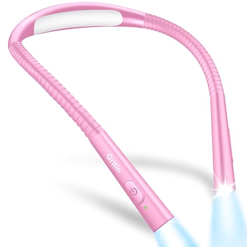 Gritin Book Light, Eye Caring 4-Color&5-Brightness Neck Light Reading Light - color: Rose, size: Upgraded