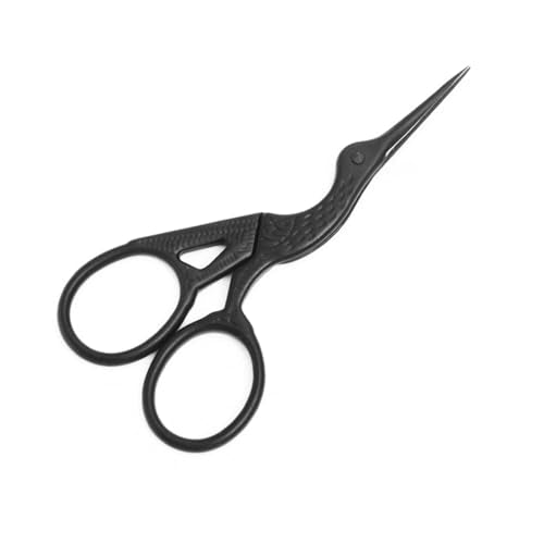 3.6" Sewing Embroidery Scissors with Artificial Leather Cover(Black) - color: Black