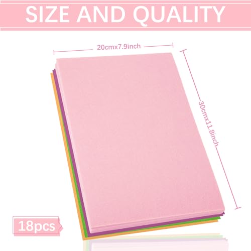Whaline 18Pcs Pastel Felt Fabric Sheets Pink Blue Assorted Soft Thick Craft Felt Pack for Spring Summer Valentine's Day Easter DIY Craft Sewing Patchwork Art Projects, 7.9 x 11.8 Inch - color: Pastel