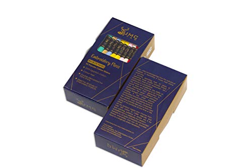 Pack of 50 Popular Colours Premium Embroidery Thread | 100% Egyptian Cotton Premium Skeins | Cross Stitch Embroidery Floss | Oeko TEX Certified Stranded Cotton | Ideal for Arts & Crafts - color: Mixed Rainbow Colours