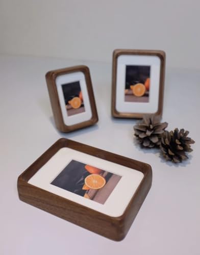 3.5x5 Picture Frame with 2.5x3.5 Mat - Rustic Farmhouse Walnut Wood Frame, Wall & Tabletop Display for Mini Photos & Baby Gifts (3.5x5,Walnut) - color: Walnut, size: 3.5X5