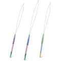 NEWISHTOOL Stainless Steel Hair Extension Loop Needle Threader Wire Pulling Hook Tool and Bead Device Tool, Micro Link Tool Loop Threader for Hair, Silicone Beads, Feather Extensions Supplies, Pack 3 - color: Rainbow, size: Bead Device Tool