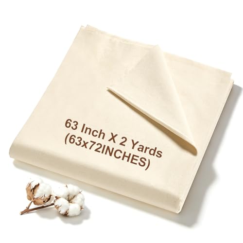 100% Cotton Muslin Fabric, 63 Inch X 2 Yards (72 Inches) Unbleached Muslin Linen Fabric by The Yard, Premium Medium Weight Muslin Cloth Fabric for Sewing, Embroidery, Crafts, & Apparel Projects - size: 2 Yards