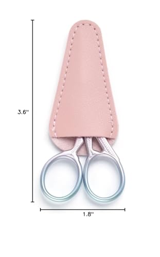 3.6" Sewing Embroidery Scissors with Artificial Leather Cover(Pink) - color: Pink