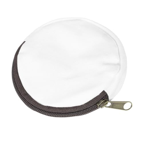 uxcell Mini Canvas Coin Purse Pouch, 3.9" Blank Round Mini Coin Wallet Small Change Purses Portable Organizer Bags with Zipper for Women Men Home DIY, White - color: White