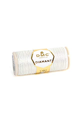 DMC Diamant Metallic Needlework Thread, 38.2-Yard, White - color: White, size: 38.2 yards