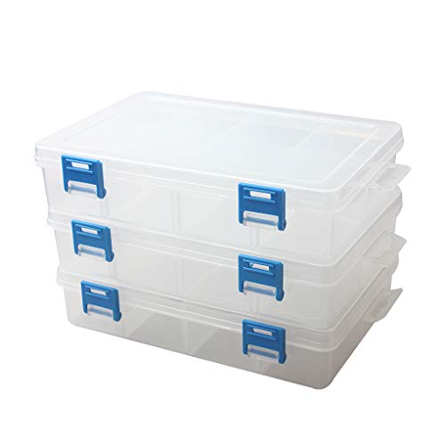 3 Pack Plastic Parts Storage Case and Adjustable Divider Box for Hardware and Craft, 8 Grids, Clear - size: 8 Grids