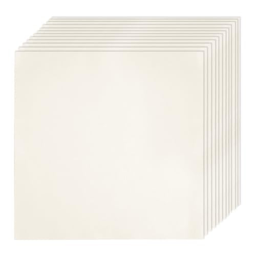 12 PCS Embroidery Fabric Squares Cotton Cloth Beige 8 x 8 Inch - color: Beige, size: 8 x 8 Inch