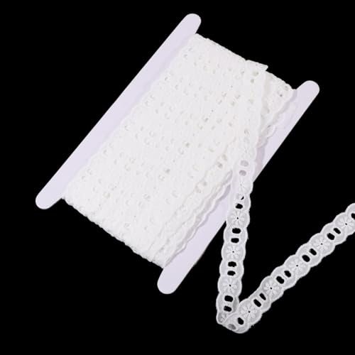 CHGCRAFT 16 Yards White Cotton Eyelet Lace Embroidery Ribbon Edge Floral Cotton Lace Ribbon Embroidery Lace Trim DIY Accessories for Sewing Clothes, 1 Inch Wide - size: 1 inch