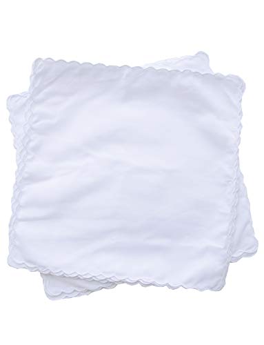 La closure Plain White 100% Cotton Handkerchiefs with Scalloped Edge Hankies - size: 9pcs