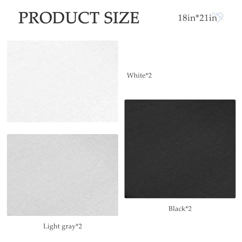 6 Pcs 18 x 21 Inches Cotton Fabric Precut Quilting Fabric Bundles Solid Colors Quilt Material for DIY Craft Sewing Embroidery (Grey White Black) - color: Grey White Black
