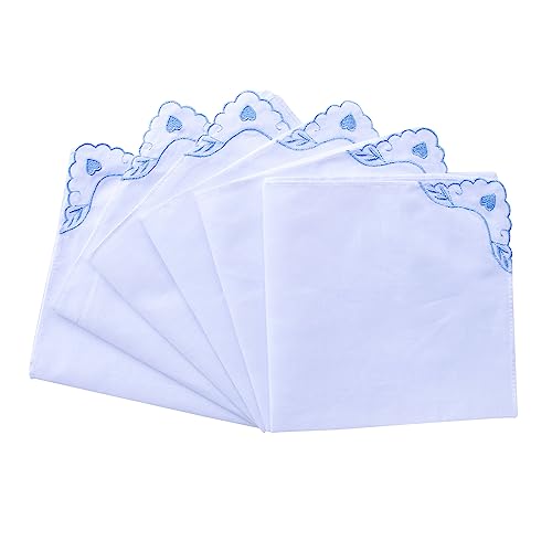 MileyMarla Ladies Embroidery Cotton White Handkerchiefs Lace Wedding Hankies - color: Zwwa-6pcs