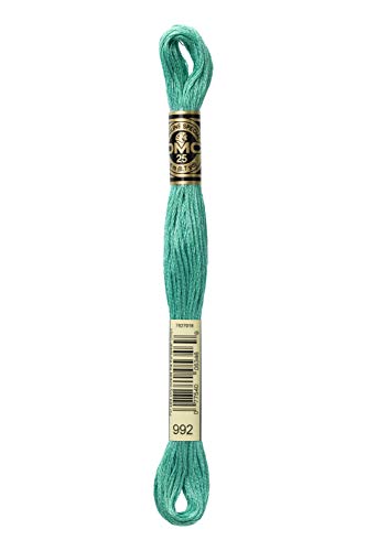 DMC 117-992 6 Strand Embroidery Cotton Floss, Medium Aquamarine, 8.7-Yard