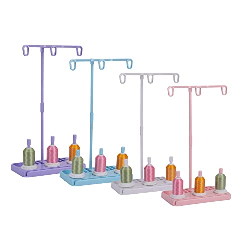 HONEYSEW Embroidery Thread Spool Holder Stand Sewing Machine Accessories Three Spool Thread Stand White Blue Pink Three Color for Choose (Pink) - color: pink