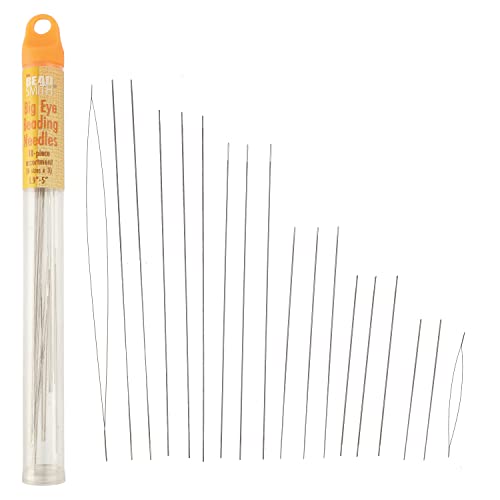 The Beadsmith 18-Piece Big Eye Beading Needle Assortment, 6 Sizes, 1.75”-5”, 3 Needles Per Size – Sharp Points, Use for General Sewing, Weaving and Embroidery, Very Easy to Thread - size: 18 Piece Set