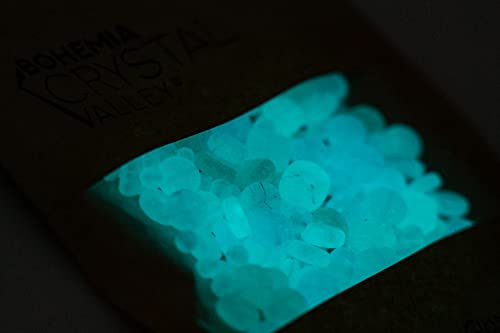 0.88oz Mix of Glass Beads for Jewelry Making, Tile Pony Round Coin, Czech Republic, Glow in the Dark Bright Blue - color: Mix 001 - Glow Blue