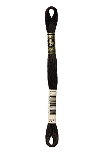 DMC 117-3371 Mouline Stranded Cotton Six Strand Embroidery Floss Thread, Black Brown, 8.7-Yard