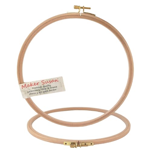Maker Susan 7.3" Wood Embroidery Hoop, Round Beechwood Cross Stitch Hoop with Adjustment Brass Screw, Cross Stitch Hoops and Frames, Suitable for Embroidery, Craft Sewing (7.3 inch) - style: 7.3 inch