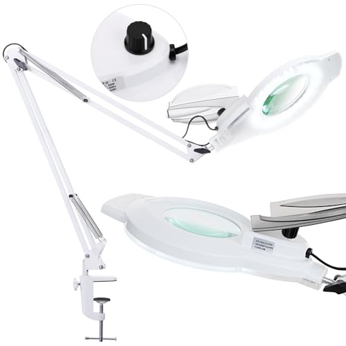10X & 2200 Lumens Magnifying Glass with Light and Clamp, White - color: 10x White
