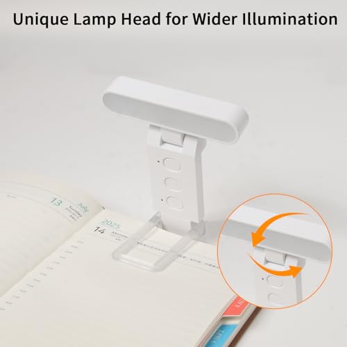 Book Light, USB Rechargeable Clip-On Reading Light with Timer - color: White, size: Rectangle