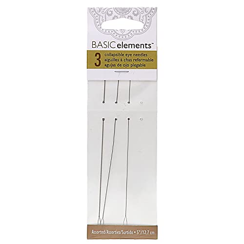 The Beadsmith Basic Elements Collapsible Eye Needles – 5 Inch Long – Flexible Twisted Wire – Large Eye, Easy to Thread – 3 Needles in Assorted Sizes - size: 5" Long - 3 Needles